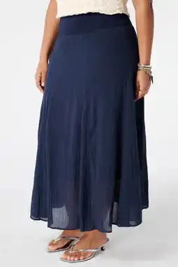 Wehkamp MS Mode midi ballonrok Plus Size - donkerblauw aanbieding