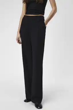 Wehkamp OBJECT linnen straight fit pantalon OBJSANNE zwart aanbieding