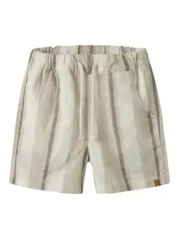 Wehkamp LIL' ATELIER MINI regularwaist gestreepte casual short beige met textuur aanbieding