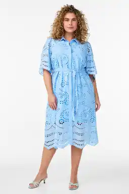 Wehkamp Zizzi blousejurk broderie lichtblauw aanbieding