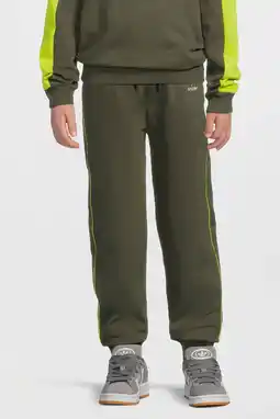 Wehkamp Orange Stars fleece joggingbroek met contrasterende bies Alec khaki aanbieding