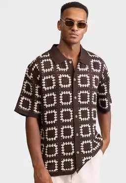 Wehkamp Redefined Rebel loose casual overhemd crochet bruin aanbieding