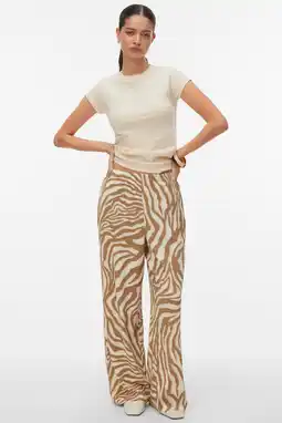 Wehkamp VERO MODA wide leg regularwaist casual broek zand aanbieding