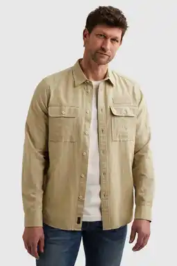 Wehkamp PME Legend regular casual overhemd met linnen groen aanbieding