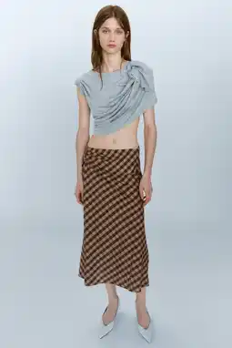 Wehkamp Mango geruite midi rok - bruin aanbieding