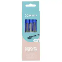 Albert Heijn 24Basics Balpen met dop blauw 10-pack aanbieding