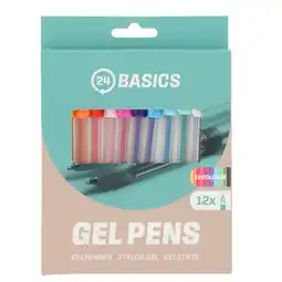 Albert Heijn 24Basics Gelpennen 12 kleuren aanbieding