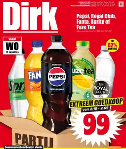 Dirk Pepsi, royal club, fanta, sprite of fuze tea aanbieding