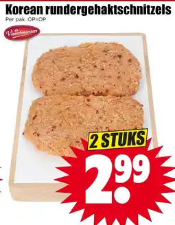 Dirk de Vleeschmeesters korean rundergehaktschnitzels aanbieding