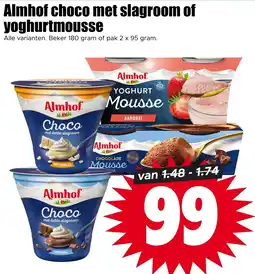 Dirk Almhof choco met slagroom of yoghurtmousse aanbieding