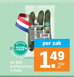 Albert Heijn AH Midi komkommers 3 stuks aanbieding