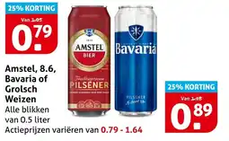Hoogvliet Amstel, 8.6, Bavaria of Grolsch Weizen aanbieding