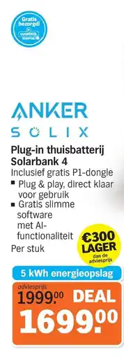 Albert Heijn Anker Solix Plug-in thuisbatterij Solarbank 4 aanbieding