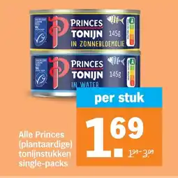 Albert Heijn Alle Princes plantaardige tonijnstukken single-packs aanbieding