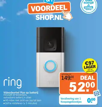 Ring Videodeurbel Plus op batterij