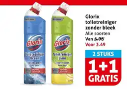 Hoogvliet Glorix toiletreiniger zonder bleek aanbieding