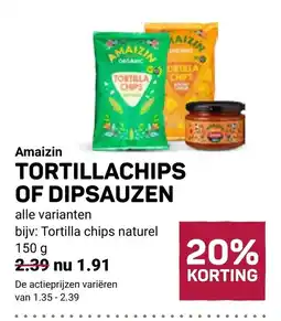 Ekoplaza Amaizin tortillachips of dipsauzen aanbieding