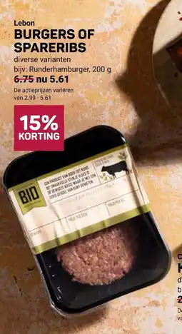 Ekoplaza Lebon burgers of spareribs aanbieding
