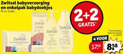 Kruidvat Zwitsal babyverzorging en enkelpak babydoekjes aanbieding