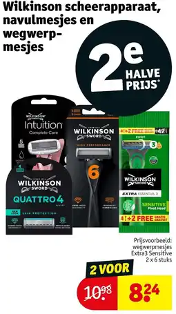 Kruidvat Wilkinson scheerapparaat, navulmesjes en wegwerpmesjes aanbieding