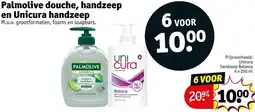 Kruidvat Palmolive douche, handzeep en Unicura handzeep aanbieding