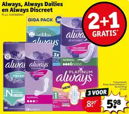 Kruidvat Always, Always Dailies en Always Discreet aanbieding