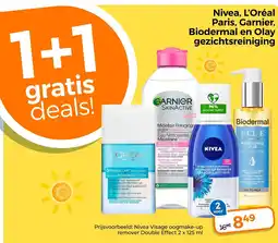 Trekpleister Nivea, L'Oréal Paris, Garnier, Biodermal en Olay gezichtsreiniging aanbieding