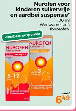 Trekpleister Nurofen voor kinderen suikervrije en aardbei suspensie aanbieding