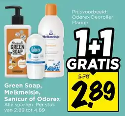 Vomar Voordeelmarkt Green Soap, Melkmeisje, Melkmeisje Sanicur of Odorex aanbieding