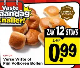Vomar Voordeelmarkt Verse Witte of Fijn Volkoren Bollen aanbieding