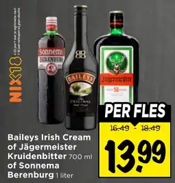 Vomar Voordeelmarkt Baileys Irish Cream of Jägermeister Kruidenbitter of Sonnema aanbieding