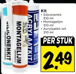 Vomar Voordeelmarkt Siliconenkit, Montagelijm, Acrylaatkit wit aanbieding