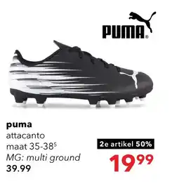 Scapino Puma Attacanto II MG kinder voetbalschoenen zwart wit aanbieding