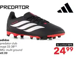 Scapino Adidas Predator Club MG kinder voetbalschoenen zwart rood aanbieding