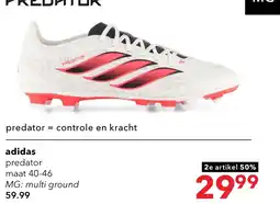 Scapino Adidas Predator Club MG heren voetbalschoenen wit rood aanbieding