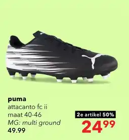 Scapino Puma Attacanto II MG heren voetbalschoenen zwart wit aanbieding