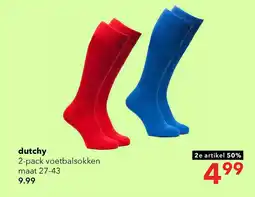 Scapino 2 paar Dutchy voetbalsokken blauw aanbieding