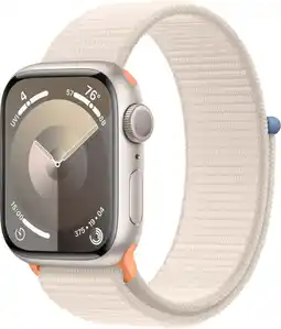 Bol.com Apple Watch Series 9 - 41mm - Case with Starlight Sport Loop - Sterrenlicht Aluminium aanbieding