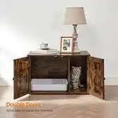 Bol.com Hoppa! kattenbak, kattenhuis, met deuren, vintage bruin-zwart 81 x 54 x 51 cm (B x D x H) aanbieding