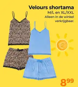 Trekpleister Velours shortama aanbieding