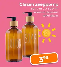 Trekpleister Glazen zeeppomp aanbieding