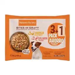 Zooplus 4x100g Nature's Variety Bites in Soße Mini Adult Huhn & Lachs Hundefutter nass aanbieding