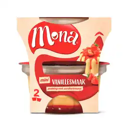 Dekamarkt Mona Pudding vanille met aardbeiensaus aanbieding