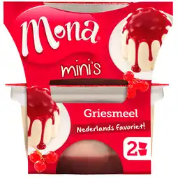 Dekamarkt Mona Pudding griesmeel met rode bessensaus 2 stuks aanbieding