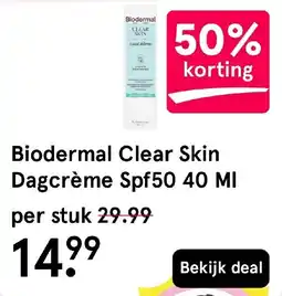 Etos Biodermal Clear Skin Dagcrème Spf50 aanbieding