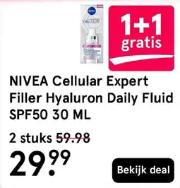 Etos NIVEA Cellular Expert Filler Hyaluron Daily Fluid SPF50 30 ML aanbieding