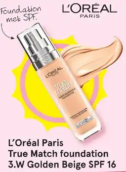Etos L'Oréal Paris True Match foundation 3.W Golden Beige SPF 16 aanbieding