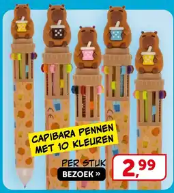 Boekenvoordeel Capibara pennen met 10 kleuren aanbieding