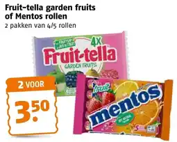 Poiesz Fruit-tella garden fruits of Mentos rollen aanbieding