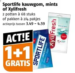 Poiesz Sportlife kauwgom, mints of Xylifresh aanbieding